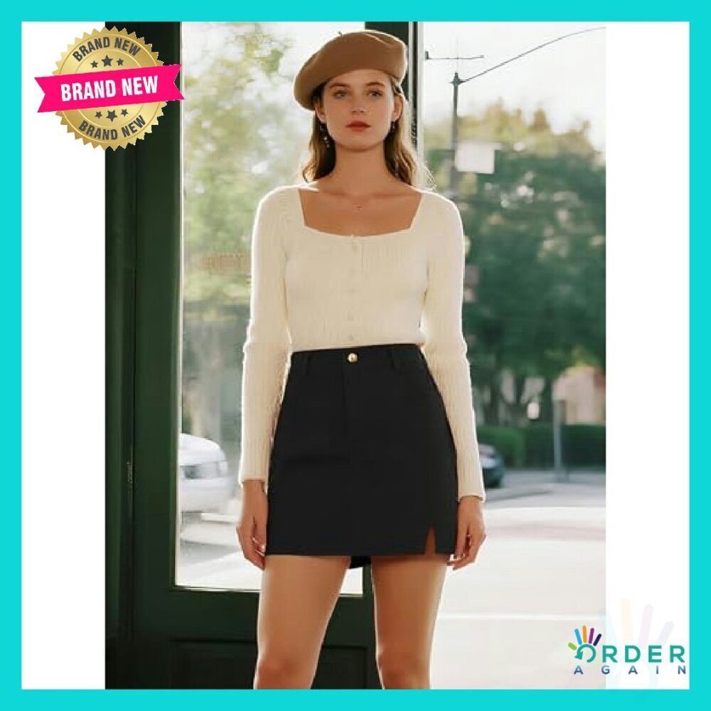 Corduroy Mini Skirt A-Line Classic Retro Chic Y2K Fall Winter Work Wear - Picture 4 of 8